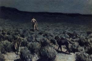 Frederic Remington - The Wolves Sniffed Along on the Trail, but Came No Closer