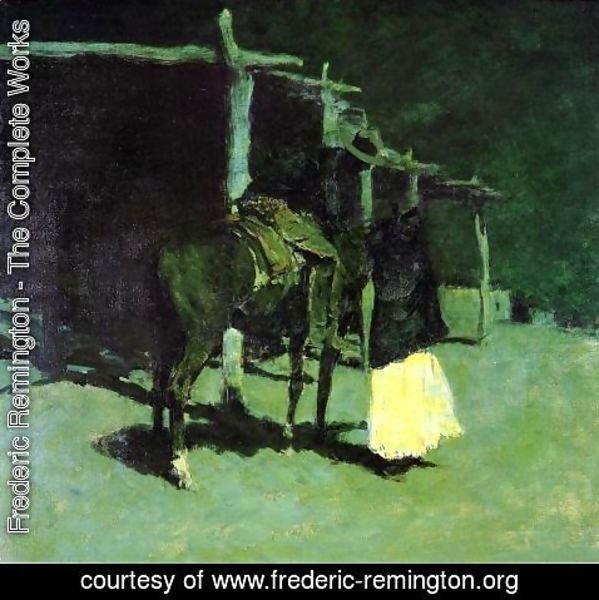 Frederic Remington - Waiting in the Moonlight
