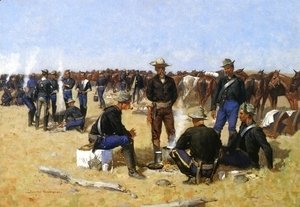 Frederic Remington - A Cavalryman's Breakfast on the Plains