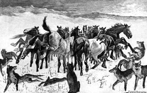 Frederic Remington - Broncos and Timber Wolves