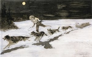 Frederic Remington - Huskie Dogs on the Frozen Highway (aka Talking Musquash)