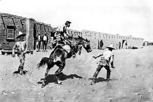 Mexican Vaqueros Breaking a 'Bonc'