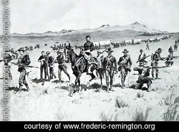 Frederic Remington - Protecting a Wagon Train