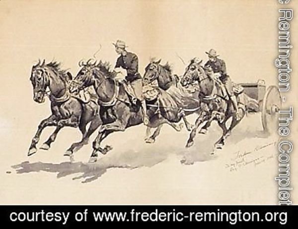 Team of calvary horses pulling a caisson