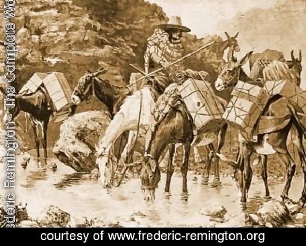 Frederic Remington - Mule Train Crossing the Sierras
