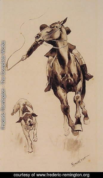 Frederic Remington - Whipping In A Straggler