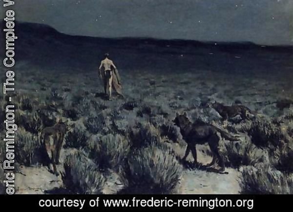 Frederic Remington - The Wolves Sniffed Along on the Trail, but Came No Closer