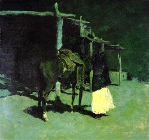 Frederic Remington - Waiting in the Moonlight