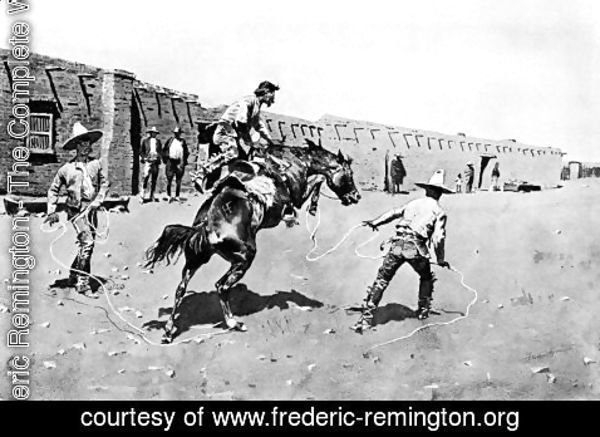 Frederic Remington - Mexican Vaqueros Breaking a 'Bonc'
