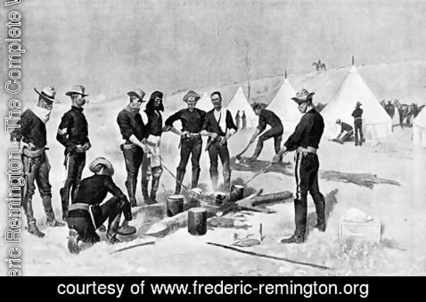 Frederic Remington - Roasting the Christmas Beef in a Cavalry Camp