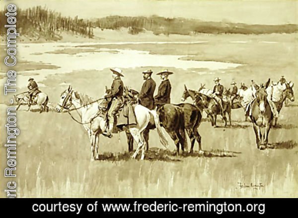 Frederic Remington - Burgess Finding a Ford (illustration from Frederic Remington's Pony Tracks 1895)