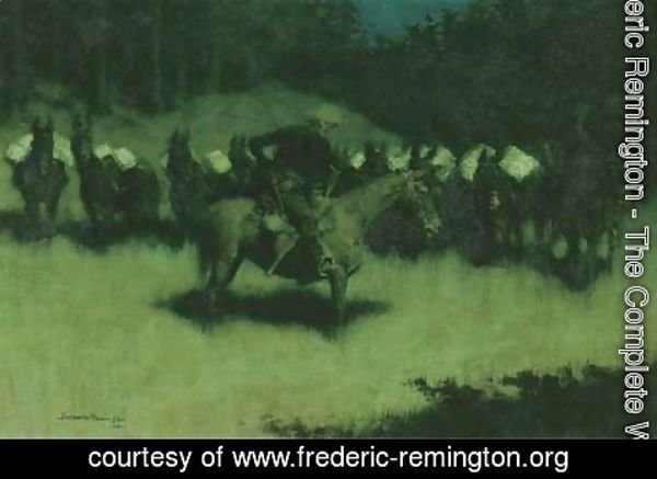 Frederic Remington - Scare in a Pack Train